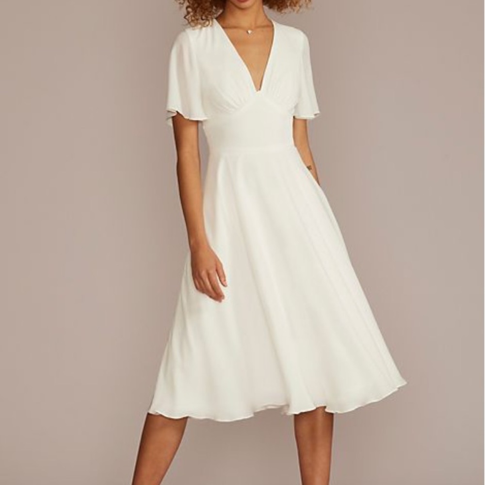 David’s bridal midi white dress!